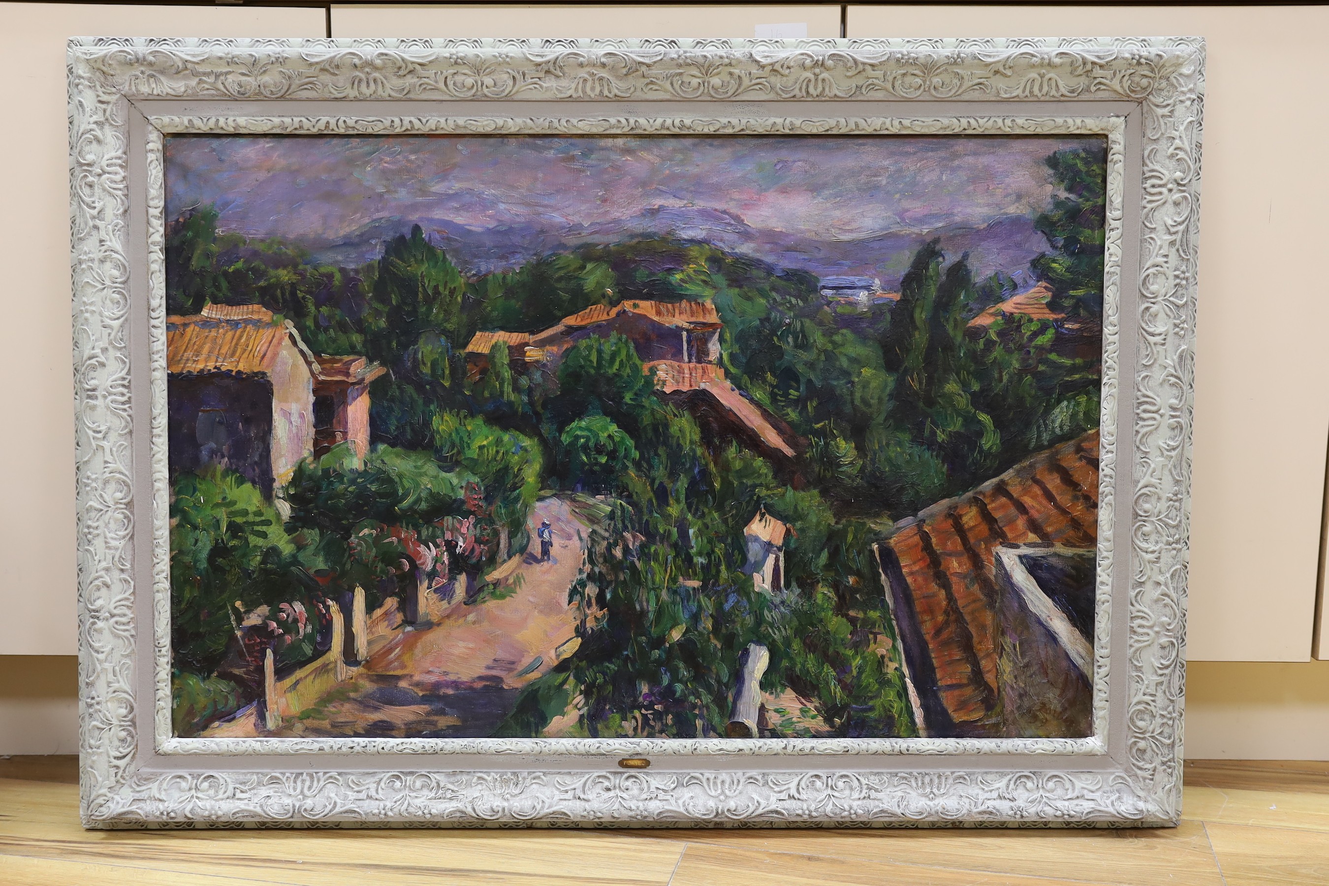 Arthur Ewan Forbes-Dalrymple (1912-1970), oil on canvas, 'La Napoule, Alpes, Maritimes', signed with 1948 Royal Academy labels verso, 60 x 90cm